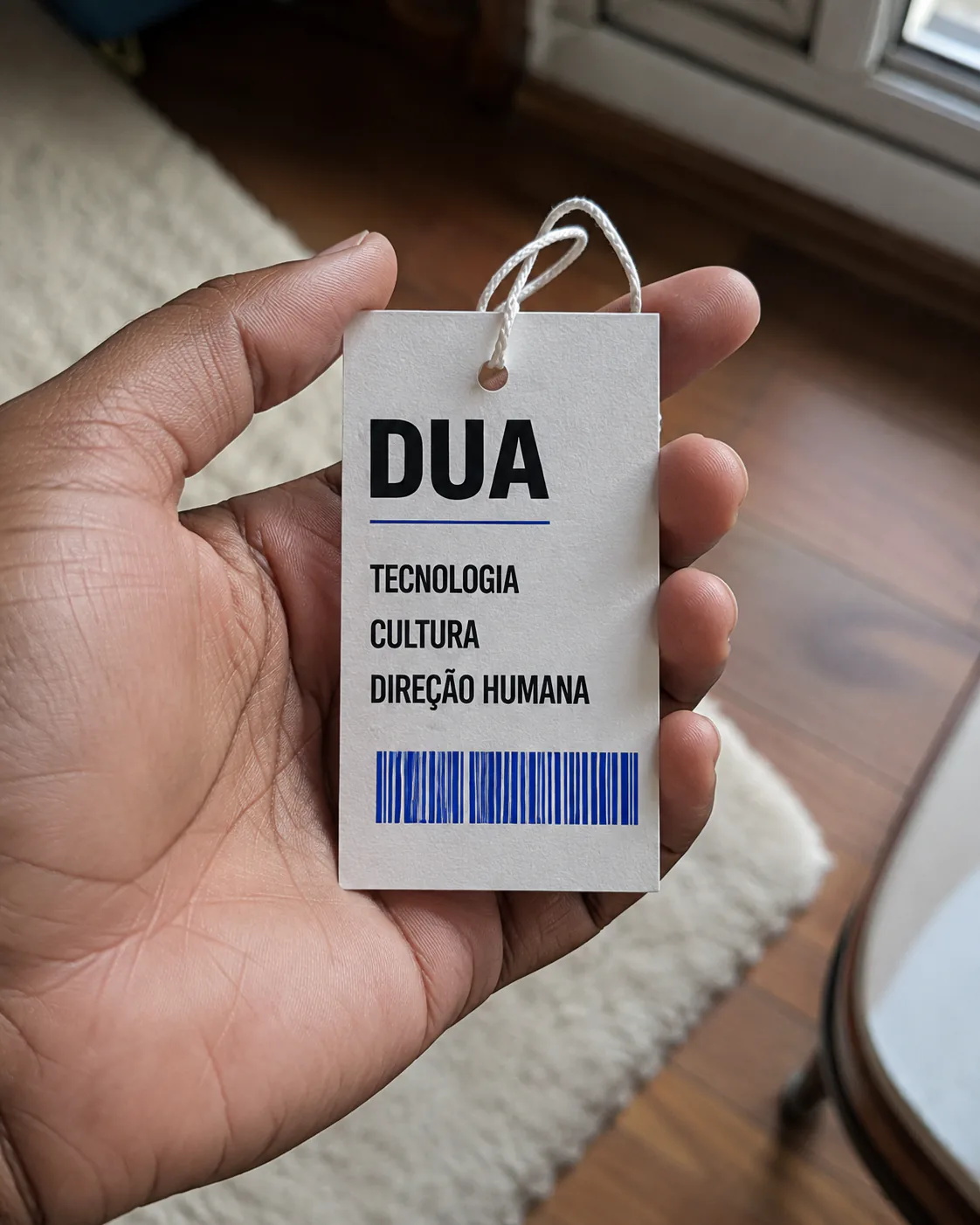Etiqueta física da DUA com tecnologia, cultura e direção humana